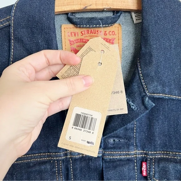 Levi’s • Trucker Jacket denim blue jean Rinse Dark Wash indigo classic - Picture 5 of 12